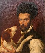 Bartolomeo Passerotti Portrait of a Man with a Dog oil painting